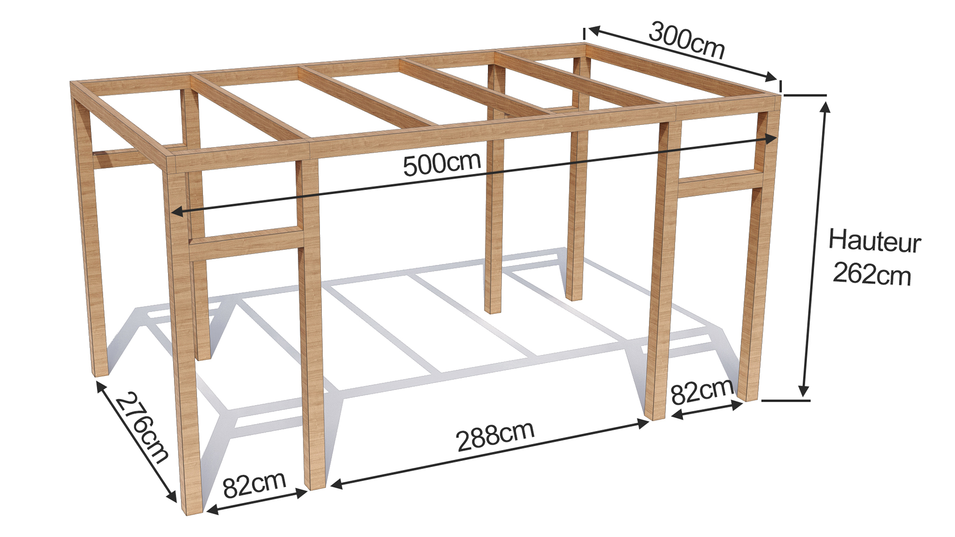 Dimensions d'une pergola bois lias